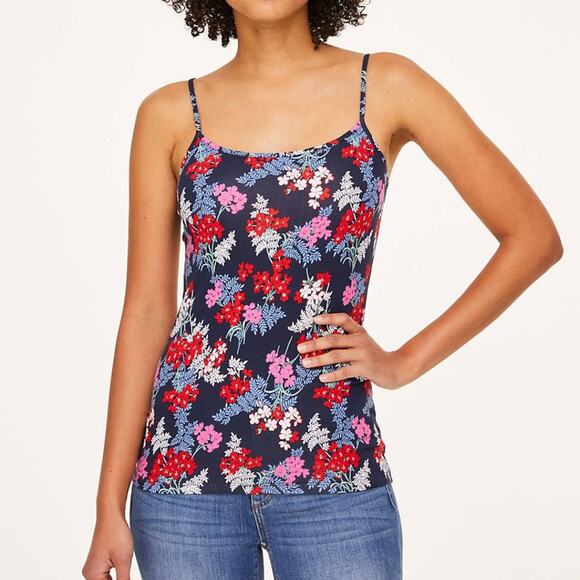 LOFT Blue & Red Floral Scoop Neck Cami - Picture 2 of 12
